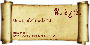 Urai Árpád névjegykártya